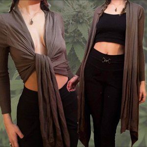 Earth Tone Soft High-Low Lightweight Versatile Cardigan -XS/S